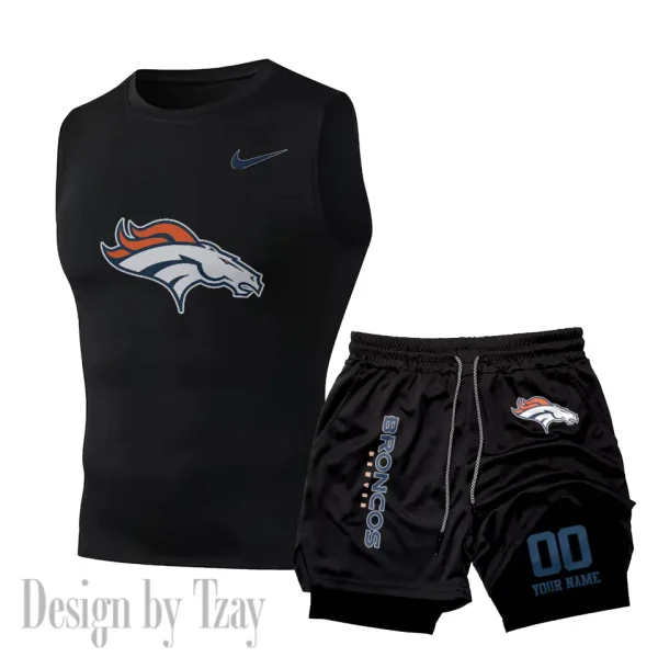Denver Broncos Tank Tops Vest Sleeveless and Outdoor Casual Training Sports Shorts 2-in-1 Double-Layer Shorts For Men SPTMODS043 - Image 6