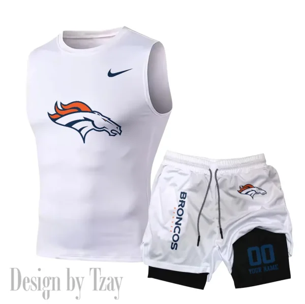 Denver Broncos Tank Tops Vest Sleeveless and Outdoor Casual Training Sports Shorts 2-in-1 Double-Layer Shorts For Men SPTMODS043 - Image 7