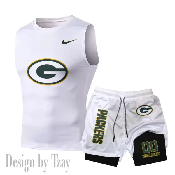 Green Bay Packers Tank Tops Vest Sleeveless and Outdoor Casual Training Sports Shorts 2-in-1 Double-Layer Shorts For Men SPTMODS045 - Image 3