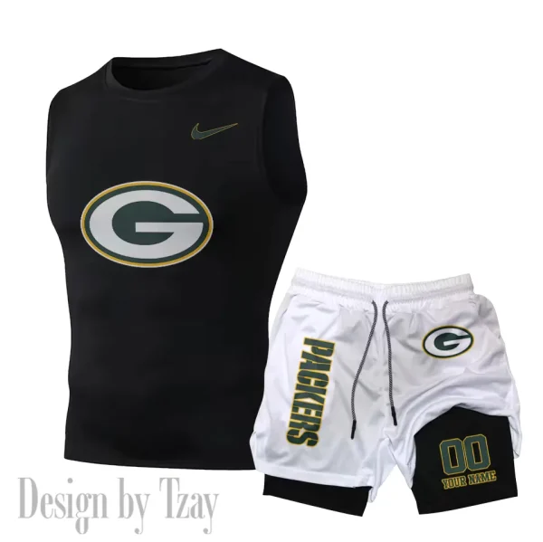 Green Bay Packers Tank Tops Vest Sleeveless and Outdoor Casual Training Sports Shorts 2-in-1 Double-Layer Shorts For Men SPTMODS045 - Image 5
