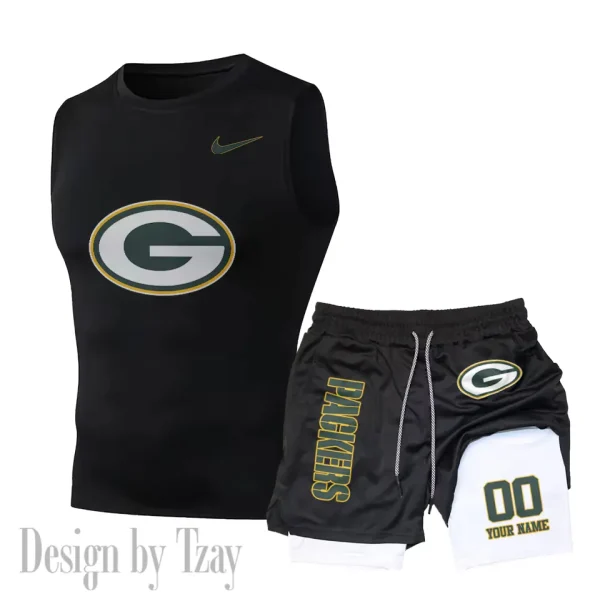 Green Bay Packers Tank Tops Vest Sleeveless and Outdoor Casual Training Sports Shorts 2-in-1 Double-Layer Shorts For Men SPTMODS045 - Image 7