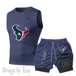 Houston Texans Tank Tops Vest Sleeveless and Outdoor Casual Training Sports Shorts 2-in-1 Double-Layer Shorts For Men SPTMODS046