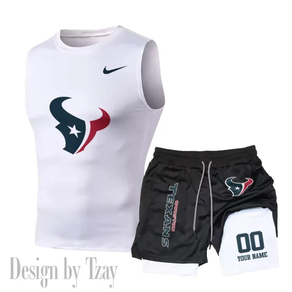 Houston Texans Tank Tops Vest Sleeveless and Outdoor Casual Training Sports Shorts 2-in-1 Double-Layer Shorts For Men SPTMODS046 - Image 2