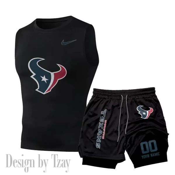 Houston Texans Tank Tops Vest Sleeveless and Outdoor Casual Training Sports Shorts 2-in-1 Double-Layer Shorts For Men SPTMODS046 - Image 3
