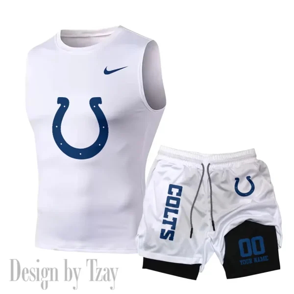 Indianapolis Colts Tank Tops Vest Sleeveless and Outdoor Casual Training Sports Shorts 2-in-1 Double-Layer Shorts For Men SPTMODS047 - Image 3