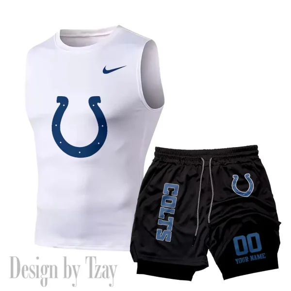 Indianapolis Colts Tank Tops Vest Sleeveless and Outdoor Casual Training Sports Shorts 2-in-1 Double-Layer Shorts For Men SPTMODS047 - Image 6