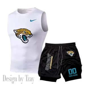 Jacksonville Jaguars Tank Tops Vest Sleeveless and Outdoor Casual Training Sports Shorts 2-in-1 Double-Layer Shorts For Men SPTMODS048