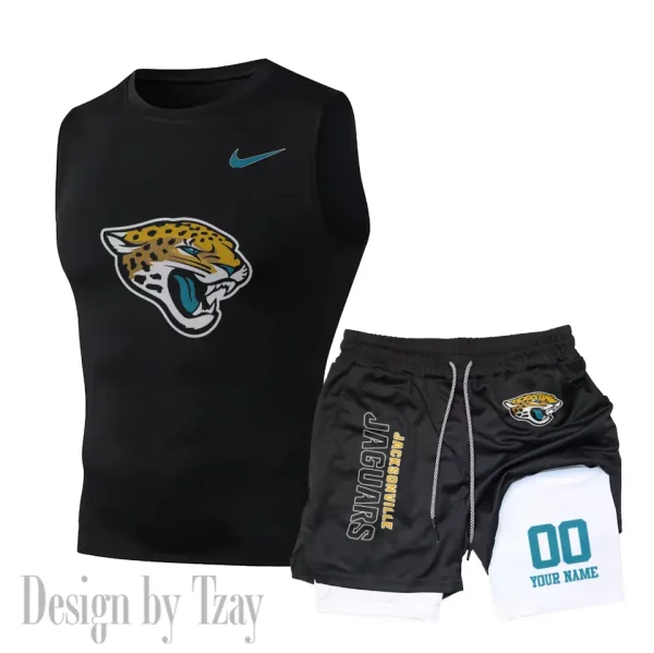 Jacksonville Jaguars Tank Tops Vest Sleeveless and Outdoor Casual Training Sports Shorts 2-in-1 Double-Layer Shorts For Men SPTMODS048 - Image 4