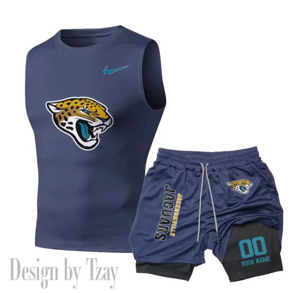 Jacksonville Jaguars Tank Tops Vest Sleeveless and Outdoor Casual Training Sports Shorts 2-in-1 Double-Layer Shorts For Men SPTMODS048 - Image 6