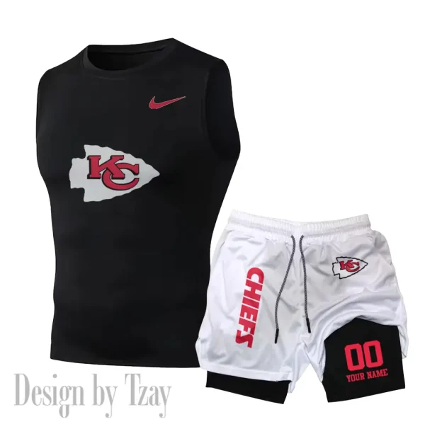 Kansas City Chiefs Tank Tops Vest Sleeveless and Outdoor Casual Training Sports Shorts 2-in-1 Double-Layer Shorts For Men SPTMODS049 - Image 2