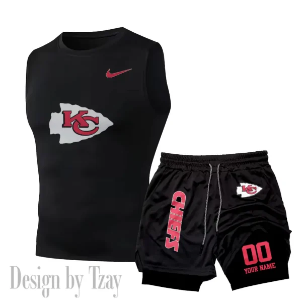 Kansas City Chiefs Tank Tops Vest Sleeveless and Outdoor Casual Training Sports Shorts 2-in-1 Double-Layer Shorts For Men SPTMODS049 - Image 3