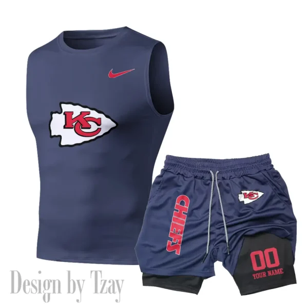 Kansas City Chiefs Tank Tops Vest Sleeveless and Outdoor Casual Training Sports Shorts 2-in-1 Double-Layer Shorts For Men SPTMODS049 - Image 4