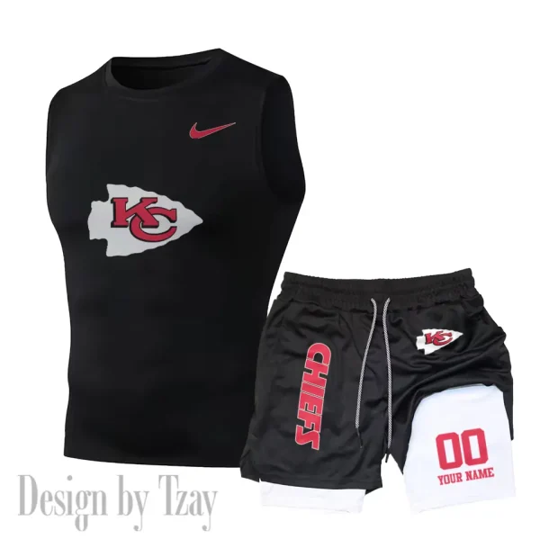 Kansas City Chiefs Tank Tops Vest Sleeveless and Outdoor Casual Training Sports Shorts 2-in-1 Double-Layer Shorts For Men SPTMODS049 - Image 5