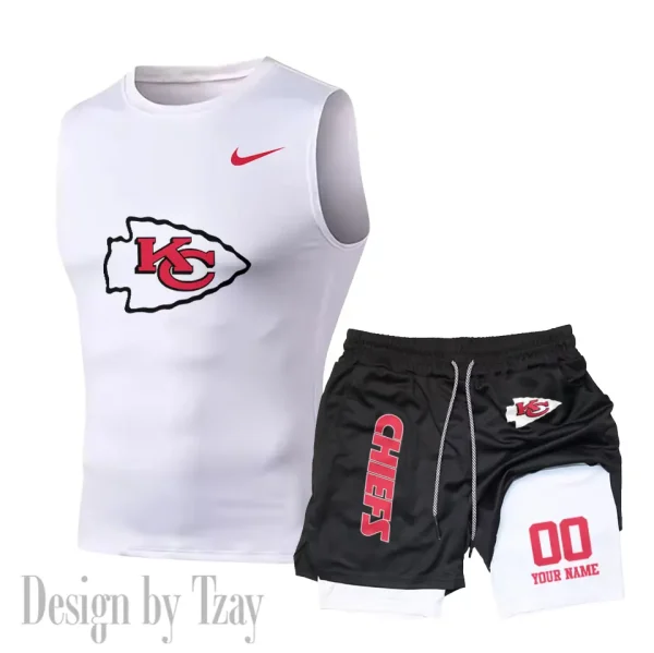 Kansas City Chiefs Tank Tops Vest Sleeveless and Outdoor Casual Training Sports Shorts 2-in-1 Double-Layer Shorts For Men SPTMODS049 - Image 6