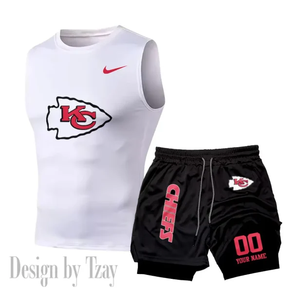 Kansas City Chiefs Tank Tops Vest Sleeveless and Outdoor Casual Training Sports Shorts 2-in-1 Double-Layer Shorts For Men SPTMODS049 - Image 7