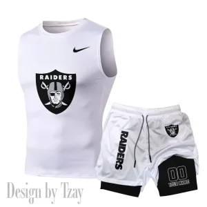 Las Vegas Raiders Tank Tops Vest Sleeveless and Outdoor Casual Training Sports Shorts 2-in-1 Double-Layer Shorts For Men SPTMODS050