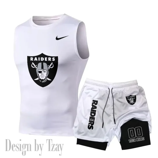 Las Vegas Raiders Tank Tops Vest Sleeveless and Outdoor Casual Training Sports Shorts 2-in-1 Double-Layer Shorts For Men SPTMODS050