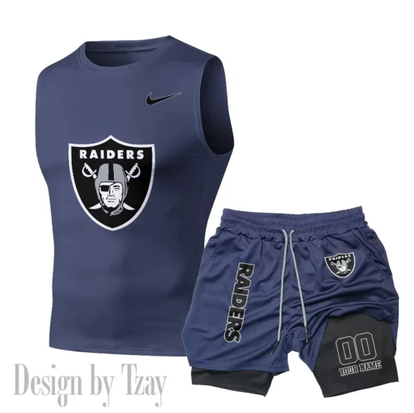 Las Vegas Raiders Tank Tops Vest Sleeveless and Outdoor Casual Training Sports Shorts 2-in-1 Double-Layer Shorts For Men SPTMODS050 - Image 4