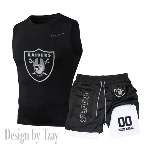 Las Vegas Raiders Tank Tops Vest Sleeveless and Outdoor Casual Training Sports Shorts 2-in-1 Double-Layer Shorts For Men SPTMODS050 - Image 6