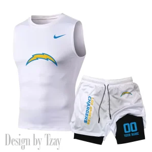 Los Angeles Chargers Tank Tops Vest Sleeveless and Outdoor Casual Training Sports Shorts 2-in-1 Double-Layer Shorts For Men SPTMODS051
