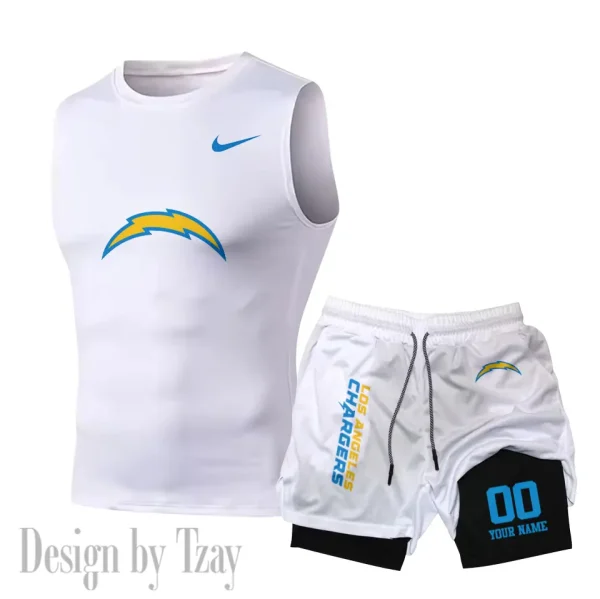 Los Angeles Chargers Tank Tops Vest Sleeveless and Outdoor Casual Training Sports Shorts 2-in-1 Double-Layer Shorts For Men SPTMODS051
