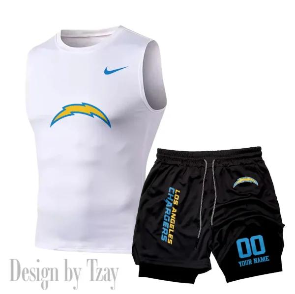 Los Angeles Chargers Tank Tops Vest Sleeveless and Outdoor Casual Training Sports Shorts 2-in-1 Double-Layer Shorts For Men SPTMODS051 - Image 5