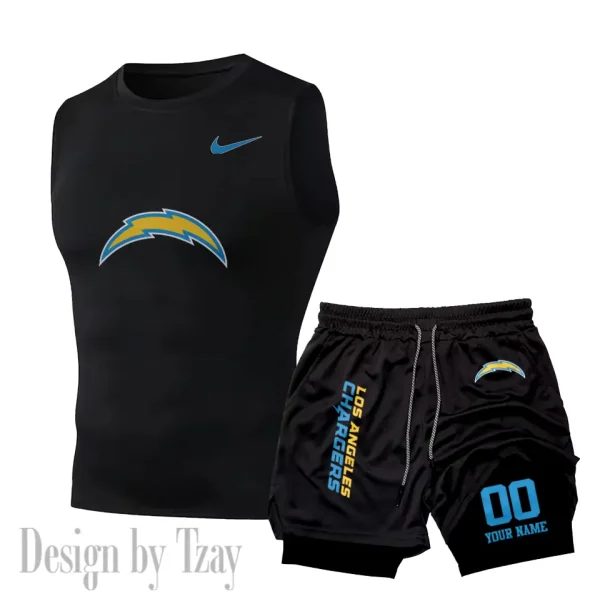 Los Angeles Chargers Tank Tops Vest Sleeveless and Outdoor Casual Training Sports Shorts 2-in-1 Double-Layer Shorts For Men SPTMODS051 - Image 7