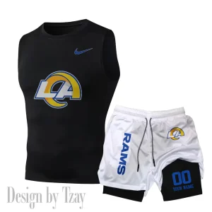 Los Angeles Rams Tank Tops Vest Sleeveless and Outdoor Casual Training Sports Shorts 2-in-1 Double-Layer Shorts For Men SPTMODS052