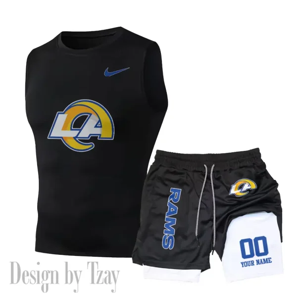 Los Angeles Rams Tank Tops Vest Sleeveless and Outdoor Casual Training Sports Shorts 2-in-1 Double-Layer Shorts For Men SPTMODS052 - Image 2
