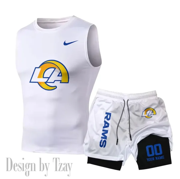 Los Angeles Rams Tank Tops Vest Sleeveless and Outdoor Casual Training Sports Shorts 2-in-1 Double-Layer Shorts For Men SPTMODS052 - Image 5