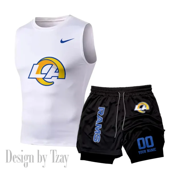 Los Angeles Rams Tank Tops Vest Sleeveless and Outdoor Casual Training Sports Shorts 2-in-1 Double-Layer Shorts For Men SPTMODS052 - Image 6