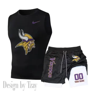 Minnesota Vikings Tank Tops Vest Sleeveless and Outdoor Casual Training Sports Shorts 2-in-1 Double-Layer Shorts For Men SPTMODS054