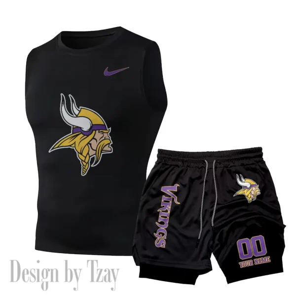 Minnesota Vikings Tank Tops Vest Sleeveless and Outdoor Casual Training Sports Shorts 2-in-1 Double-Layer Shorts For Men SPTMODS054 - Image 2