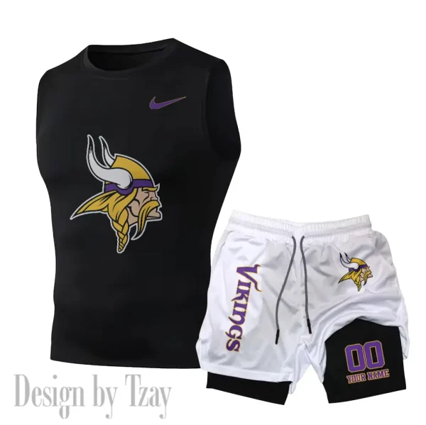 Minnesota Vikings Tank Tops Vest Sleeveless and Outdoor Casual Training Sports Shorts 2-in-1 Double-Layer Shorts For Men SPTMODS054 - Image 3