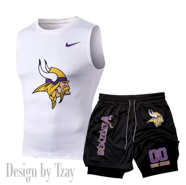 Minnesota Vikings Tank Tops Vest Sleeveless and Outdoor Casual Training Sports Shorts 2-in-1 Double-Layer Shorts For Men SPTMODS054 - Image 5