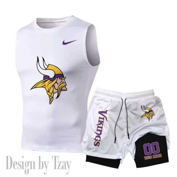 Minnesota Vikings Tank Tops Vest Sleeveless and Outdoor Casual Training Sports Shorts 2-in-1 Double-Layer Shorts For Men SPTMODS054 - Image 6