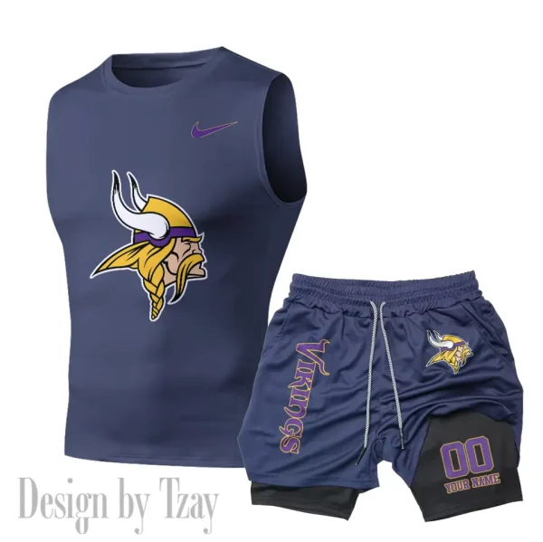 Minnesota Vikings Tank Tops Vest Sleeveless and Outdoor Casual Training Sports Shorts 2-in-1 Double-Layer Shorts For Men SPTMODS054 - Image 7