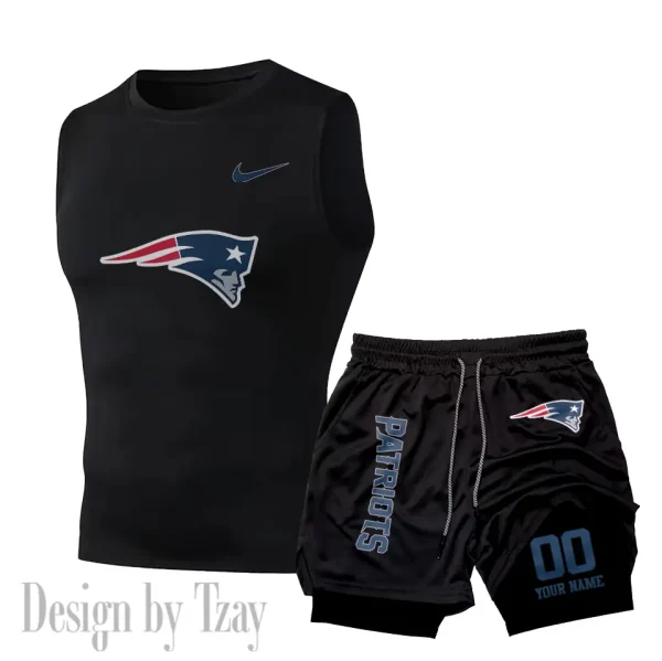 New England Patriots Tank Tops Vest Sleeveless and Outdoor Casual Training Sports Shorts 2-in-1 Double-Layer Shorts For Men SPTMODS055 - Image 4
