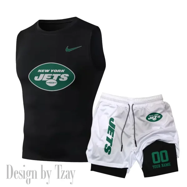 New York Jets Tank Tops Vest Sleeveless and Outdoor Casual Training Sports Shorts 2-in-1 Double-Layer Shorts For Men SPTMODS058 - Image 4