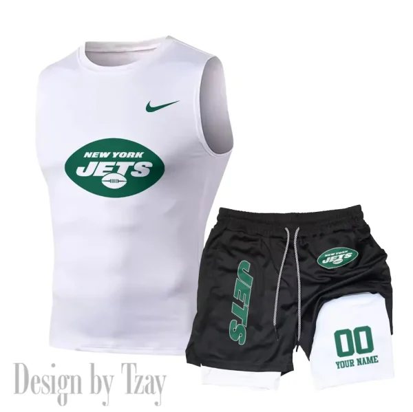 New York Jets Tank Tops Vest Sleeveless and Outdoor Casual Training Sports Shorts 2-in-1 Double-Layer Shorts For Men SPTMODS058 - Image 7