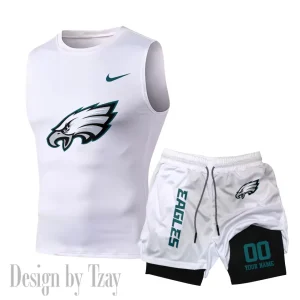 Philadelphia Eagles Tank Tops Vest Sleeveless and Outdoor Casual Training Sports Shorts 2-in-1 Double-Layer Shorts For Men SPTMODS059