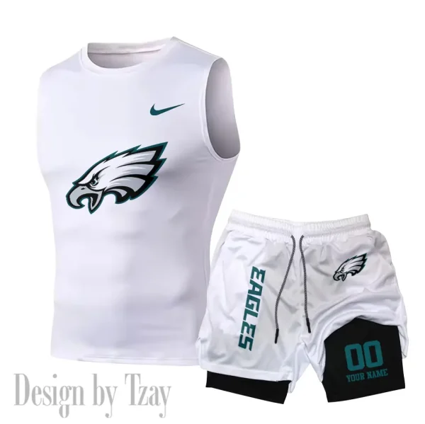 Philadelphia Eagles Tank Tops Vest Sleeveless and Outdoor Casual Training Sports Shorts 2-in-1 Double-Layer Shorts For Men SPTMODS059