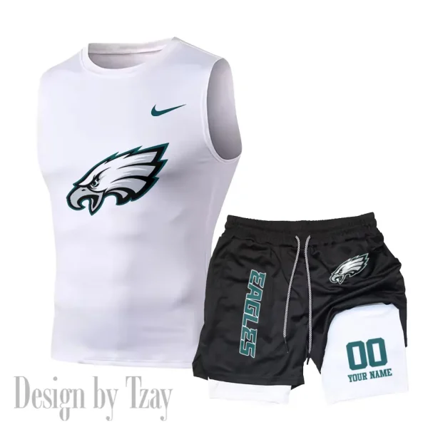 Philadelphia Eagles Tank Tops Vest Sleeveless and Outdoor Casual Training Sports Shorts 2-in-1 Double-Layer Shorts For Men SPTMODS059 - Image 4