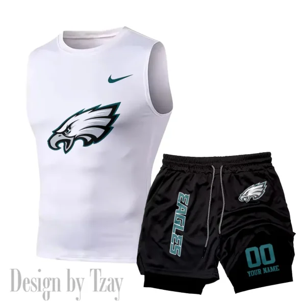 Philadelphia Eagles Tank Tops Vest Sleeveless and Outdoor Casual Training Sports Shorts 2-in-1 Double-Layer Shorts For Men SPTMODS059 - Image 5