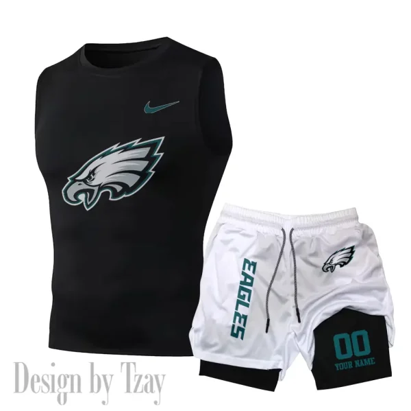 Philadelphia Eagles Tank Tops Vest Sleeveless and Outdoor Casual Training Sports Shorts 2-in-1 Double-Layer Shorts For Men SPTMODS059 - Image 7