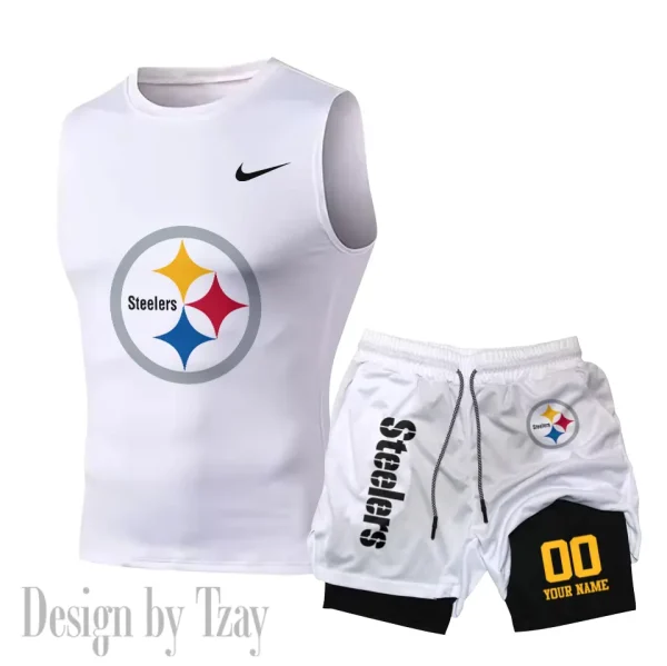 Pittsburgh Steelers Tank Tops Vest Sleeveless and Outdoor Casual Training Sports Shorts 2-in-1 Double-Layer Shorts For Men SPTMODS060 - Image 3