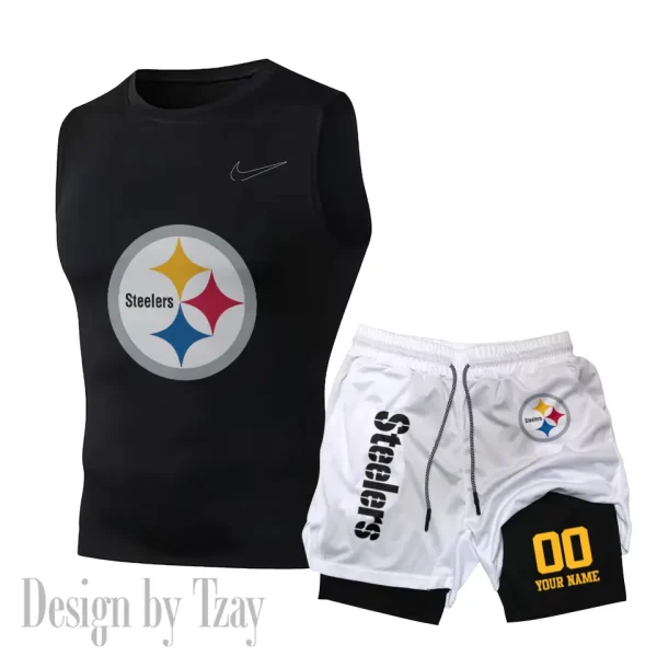 Pittsburgh Steelers Tank Tops Vest Sleeveless and Outdoor Casual Training Sports Shorts 2-in-1 Double-Layer Shorts For Men SPTMODS060 - Image 5
