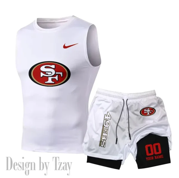 San Francisco 49ers Tank Tops Vest Sleeveless and Outdoor Casual Training Sports Shorts 2-in-1 Double-Layer Shorts For Men SPTMODS061 - Image 2