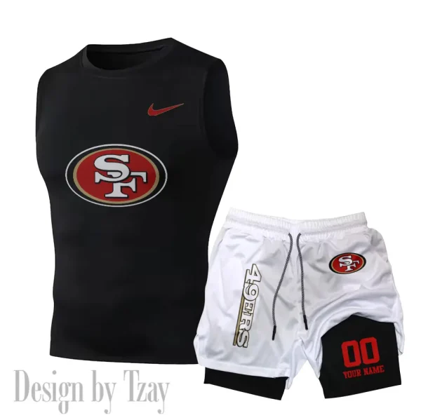 San Francisco 49ers Tank Tops Vest Sleeveless and Outdoor Casual Training Sports Shorts 2-in-1 Double-Layer Shorts For Men SPTMODS061 - Image 3