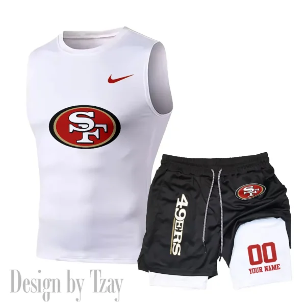 San Francisco 49ers Tank Tops Vest Sleeveless and Outdoor Casual Training Sports Shorts 2-in-1 Double-Layer Shorts For Men SPTMODS061 - Image 5
